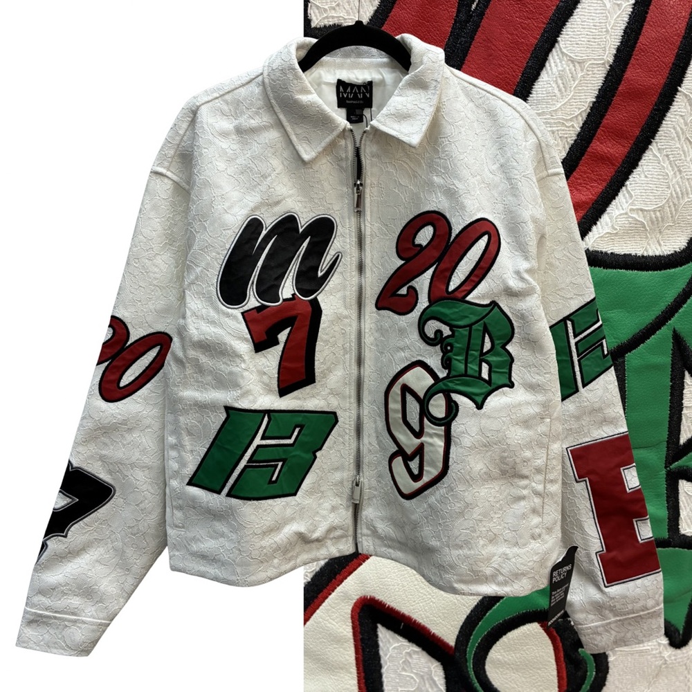 NWT boohooMAN Lace appliqué jacket S
